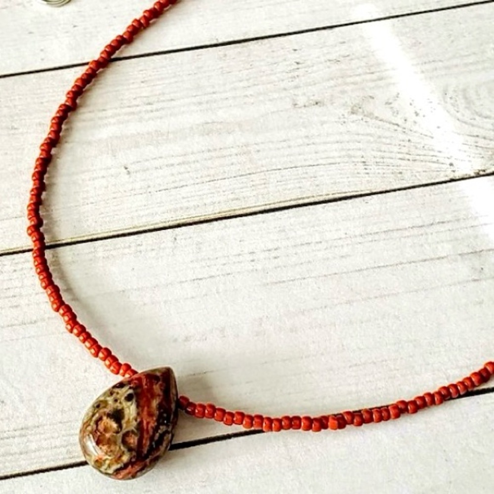Leopard Jasper Beaded Necklace